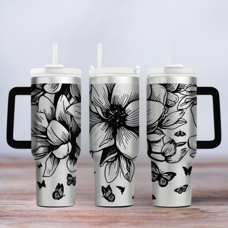 Tumbler gelasert | Motiv Flowers