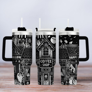 Tumbler mit Gravur - Motiv Ghost, Geist - schwarz