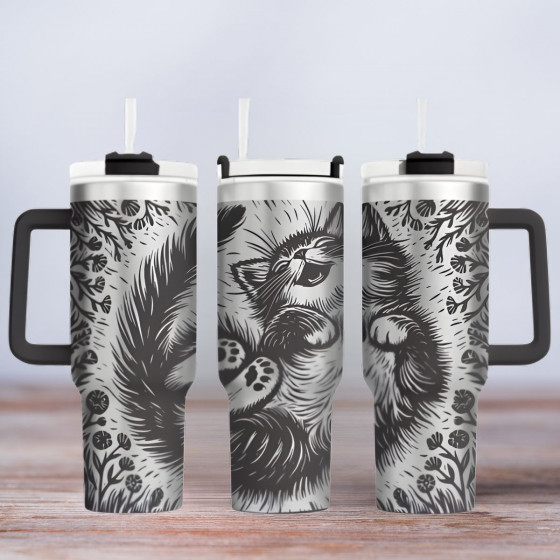 Tumbler gelasert | Motiv Happy Cat