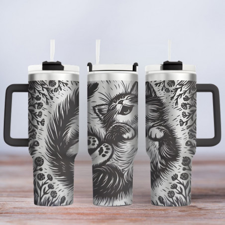 Tumbler gelasert | Motiv Happy Cat