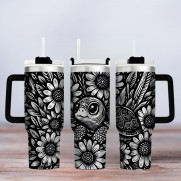 Tumbler mit Gravur - Motiv Little Turtle - Schildkröte - schwarz