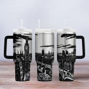 Tumbler mit Gravur - Motiv London - schwarz