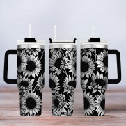 Tumbler mit Gravur - Motiv Sunflowers, Sonnenblumen - schwarz